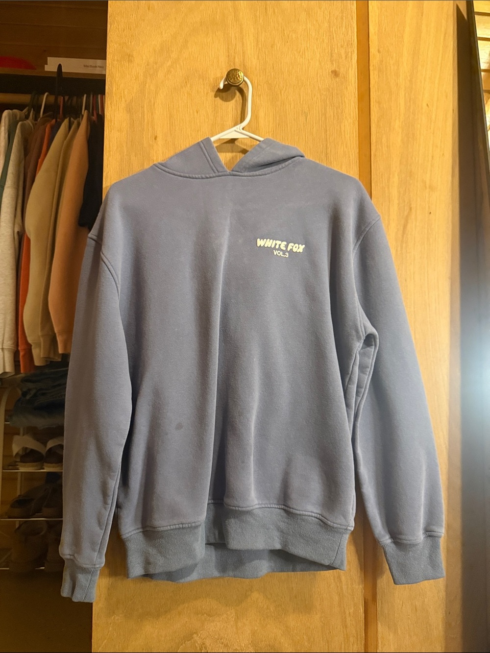 White Fox Boutique Lavender Pullover Hoodie- small grease stains shown in photo